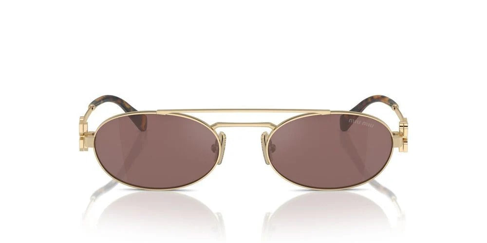 Miu Miu Sunglasses MU 54ZS ZVN 70D 53mm Pale Gold / Brown Silver Lens