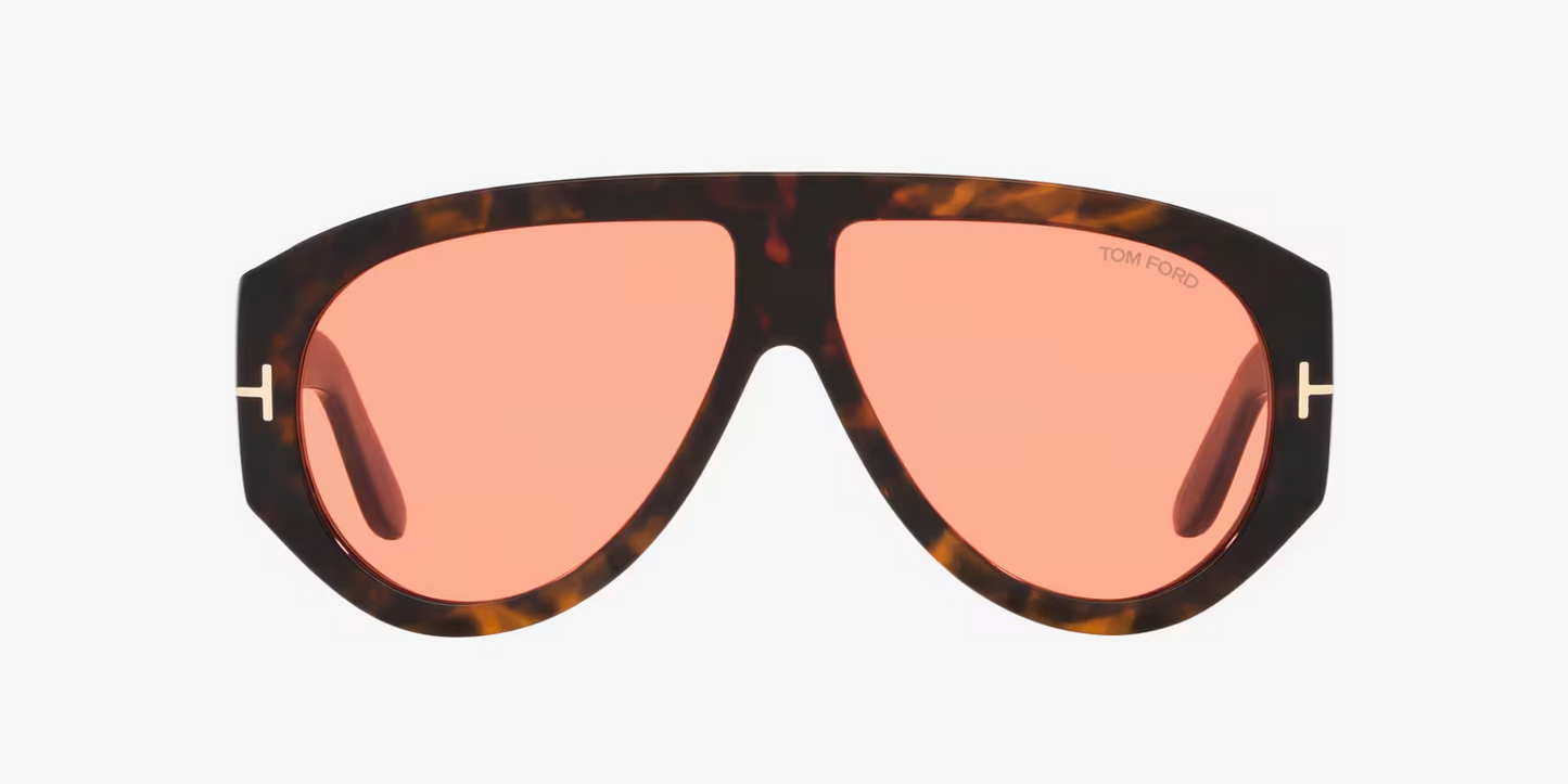 Tom Ford Bronson Sunglasses FT1044S 52S 60mm Shiny Havana / Red Lens