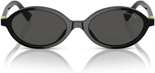 Miu Miu MU 04ZS 1AB5S0 Oval Sunglasses 50mm Black / Dark Grey Lens