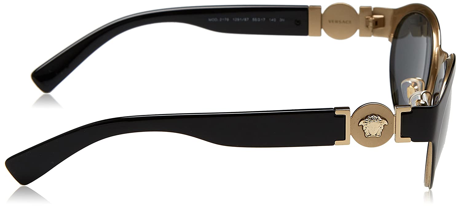 Versace Sunglasses VE2179 129187 55mm Black Pale Gold / Grey Lens