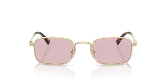 Miu Miu MU A53S ZVN4I0 Rectangle Sunglasses 49mm Pale Gold / Pink Lens