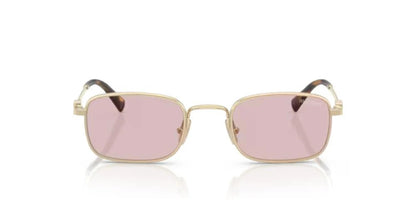 Miu Miu MU A53S ZVN4I0 Rectangle Sunglasses 49mm Pale Gold / Pink Lens