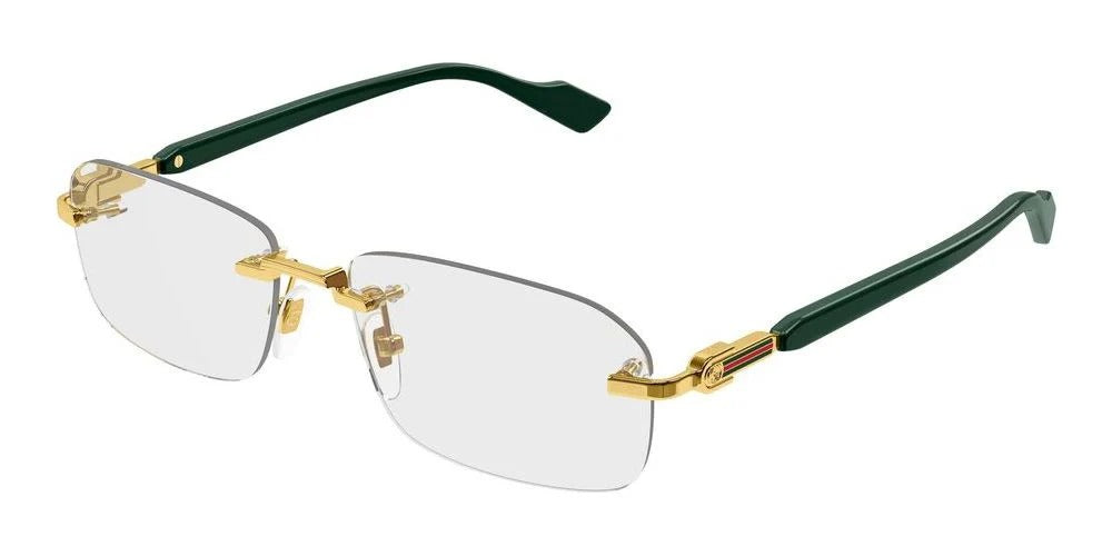 Gucci GG1221O 005 Eyeglasses 56mm Gold-Green / Demo Lens