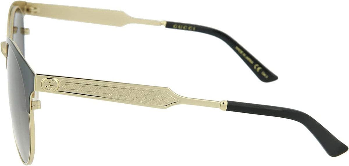 Gucci Sunglasses GG0075S 002 56mm Black Gold / Grey Lens