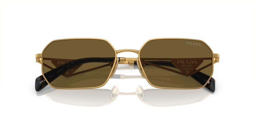 Prada Sunglasses PRA51S 15N01T 58mm Matte Gold / Dark Brown Lens