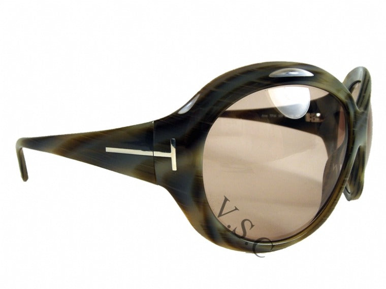 Tom Ford Anna Sunglasses TF64 559 64mm Green Horn / Grey Green Lens (VINTAGE)