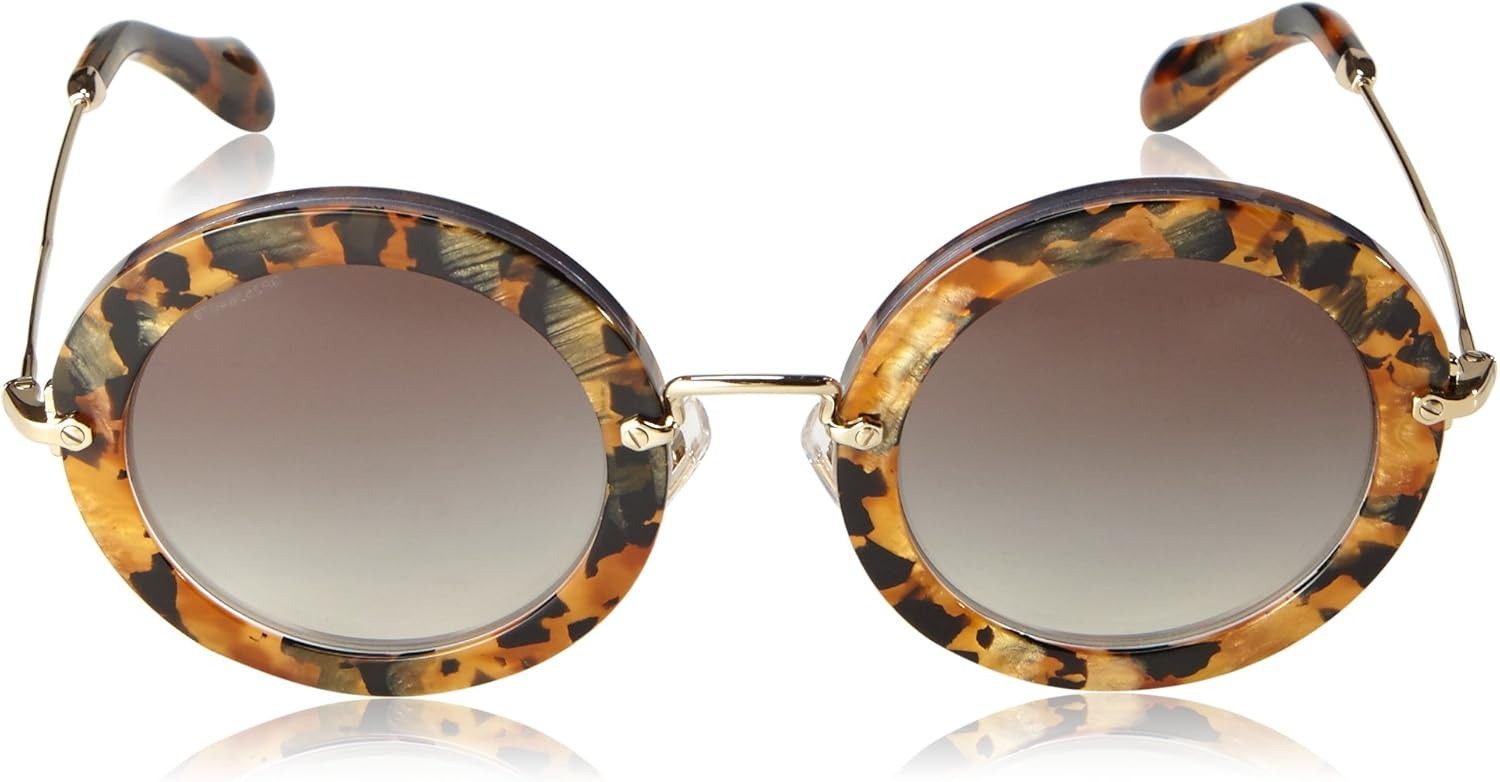 Miu Miu Sunglasses MU13NS DHF0A7 49mm Marble Yellow Havana / Grey Gradient Lens