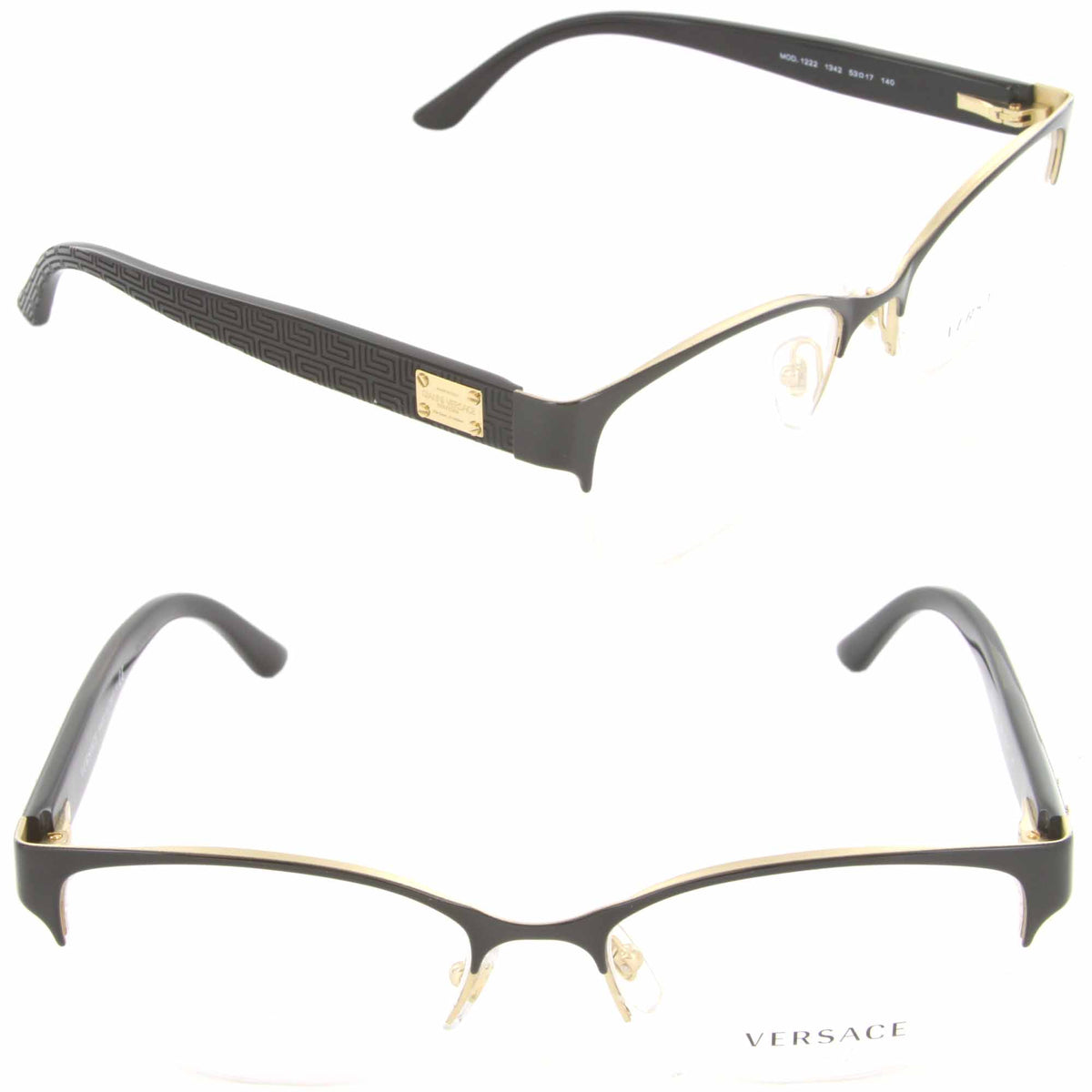 Versace Eyeglasses VE1222 1342 53mm Black Gold / Demo Lens [53-17-140]