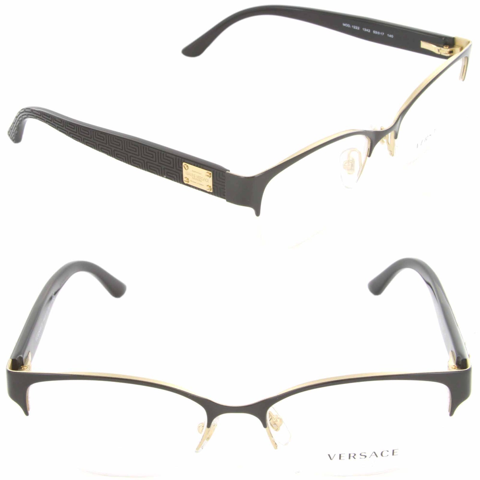 Versace Eyeglasses VE1222 1342 53mm Black Gold / Demo Lens [53-17-140]