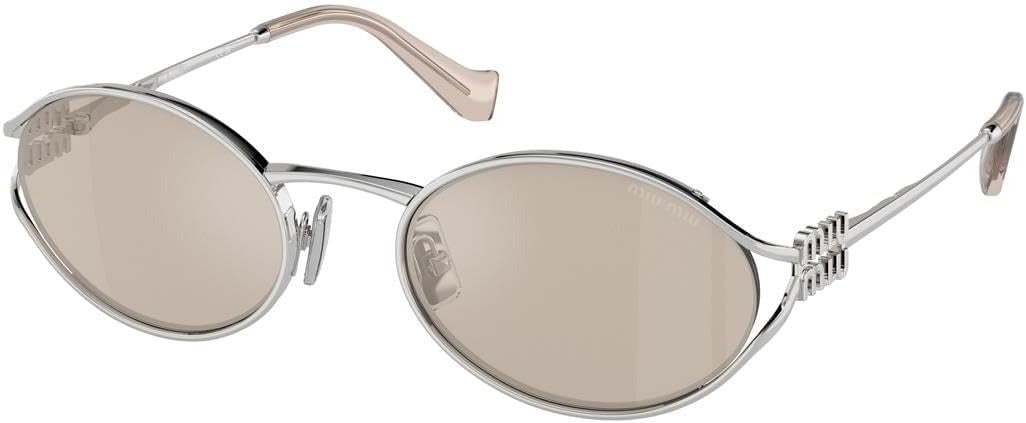 Miu Miu MU52YS 1BC10F Oval Sunglasses 54mm Silver / Pale Gold Lens