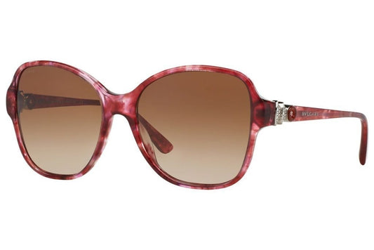 Bvlgari BV8137B 532713 Sunglasses 57mm Red Havana / Brown Gradient Lens