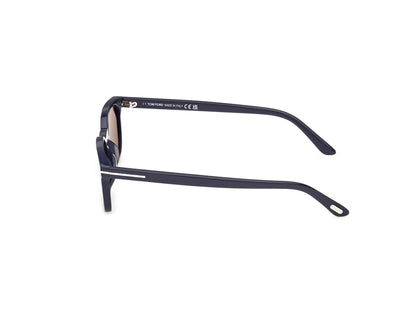 Tom Ford Miles FT1300 90E Rectangle Sunglasses 53mm Dark Blue / Red Lens