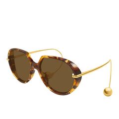 Bottega Veneta BV1436S 002 Sunglasses 60mm Havana Gold / Brown Solid Lens