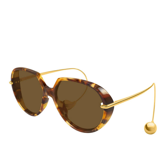 Bottega Veneta BV1436S 002 Sunglasses 60mm Havana Gold / Brown Solid Lens
