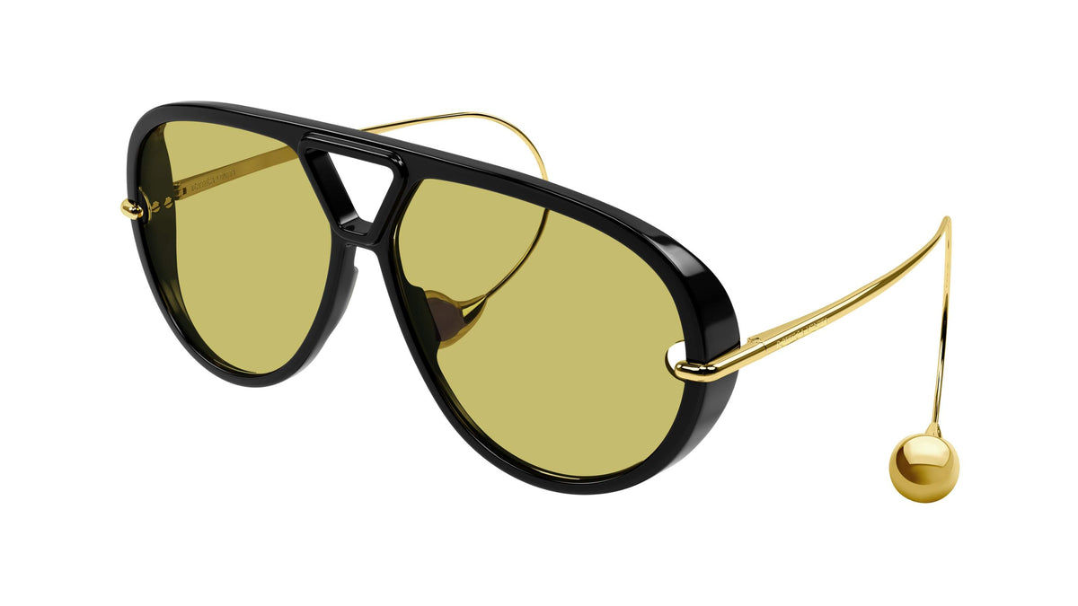Bottega Veneta BV1273S 003 63mm Sunglasses Black / Yellow Solid Lens
