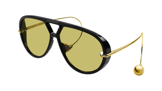 Bottega Veneta BV1273S 003 63mm Sunglasses Black / Yellow Solid Lens