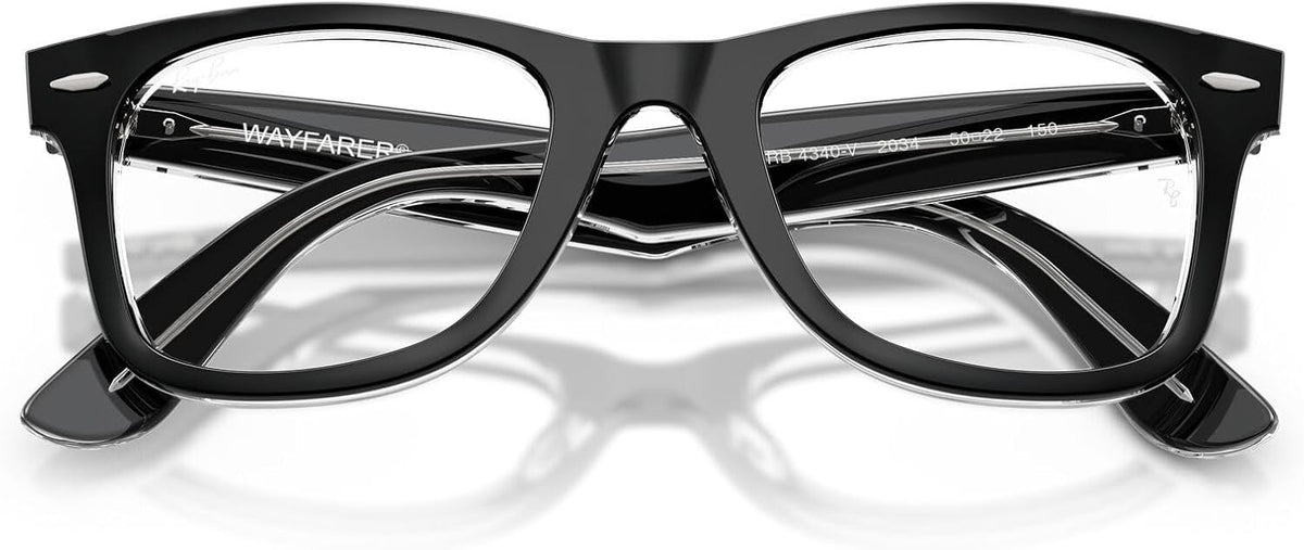 Ray-Ban RX4340V 2034 Eyeglasses 50mm Black On Transparent / Clear Demo Lens