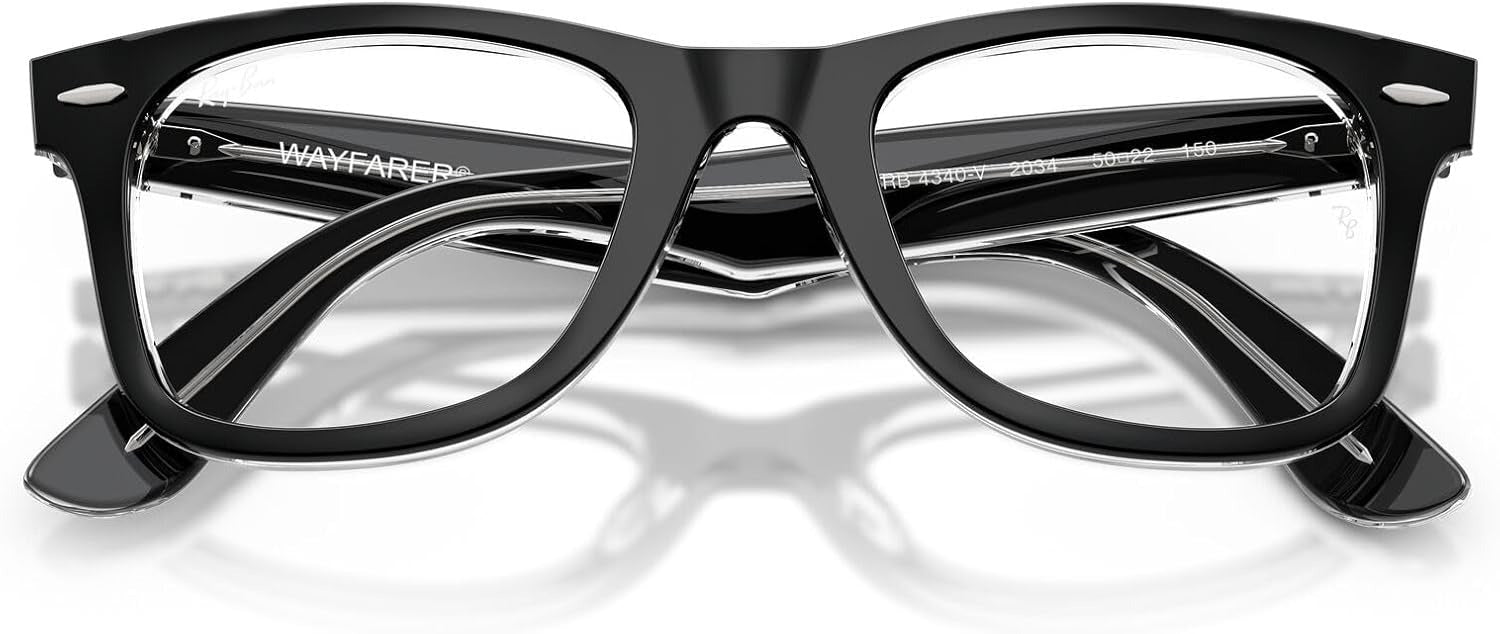 Ray-Ban RX4340V 2034 Eyeglasses 50mm Black On Transparent / Clear Demo Lens