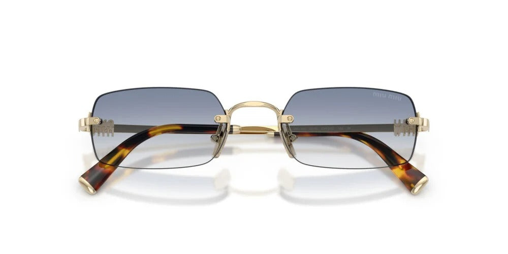 Miu Miu MU B50S ZVN80O Sunglasses 52mm Pale Gold / Clear Gradient Light Blue