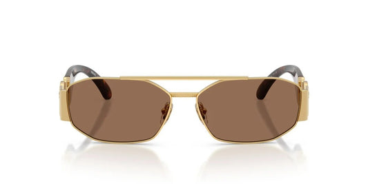 Versace VE2287 100273 Sunglasses 58mm Gold Havana / Dark Brown Lens