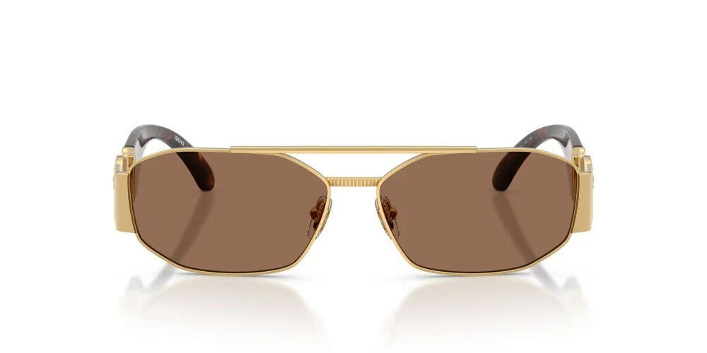 Versace VE2287 100273 Sunglasses 58mm Gold Havana / Dark Brown Lens