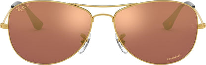 Ray-Ban RB3562 001/6B Chromance Sunglasses 59mm Gold/Brown Polarized Mirror Gold