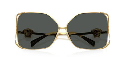 Versace VE2288 100287 Sunglasses 62mm Gold / Dark Grey Solid Lens