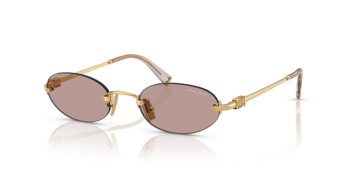 Miu Miu MUA54S 5AK20I Sunglasses 51mm Gold / Light Brown Purple Solid Lens