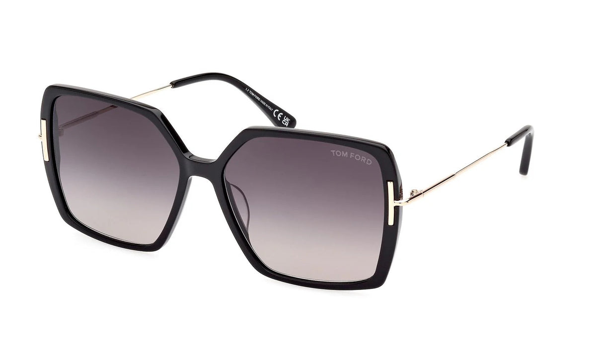 Tom Ford Joanna FT1039S 01B Sunglasses 59mm Black Gold / Smoke Gradient Lens