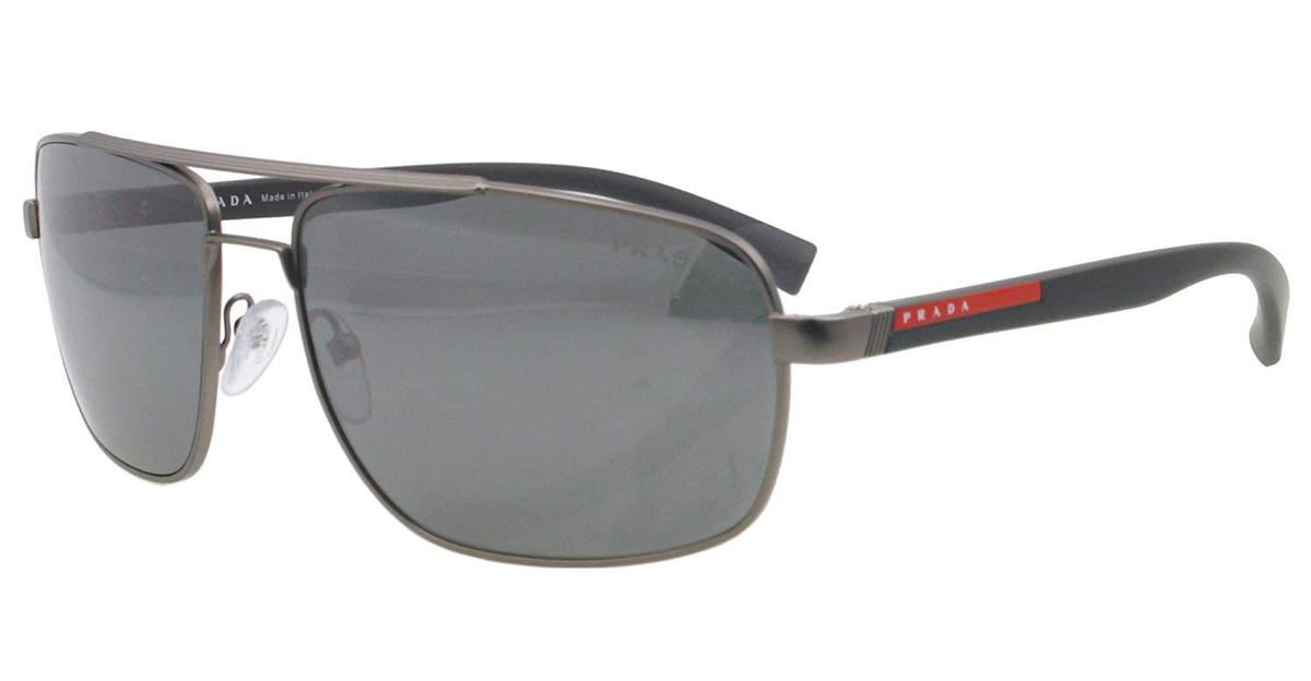 Prada Linea Rossa Sunglasses PS 55NS 7CQ7W1 63mm Gunmetal / Grey Silver Mirror