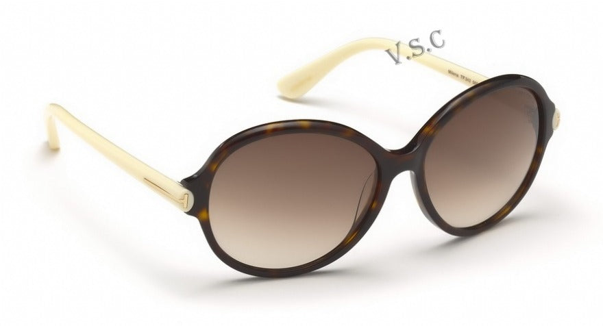 Tom Ford Milena Sunglasses TF343 56F 59mm Havana Ivory / Brown Gradient Lens
