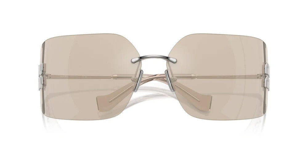 Miu Miu MU54YS 1BC10F Sunglasses Silver / Ivory Mirror Lens