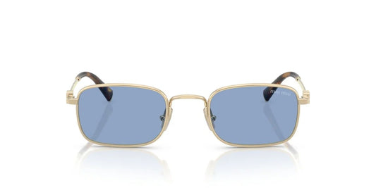 Miu Miu MU A53S ZVN60O Rectangle Sunglasses 49mm Pale Gold / Blue Lens
