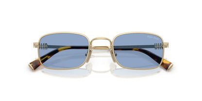 Miu Miu MU A53S ZVN60O Rectangle Sunglasses 49mm Pale Gold / Blue Lens