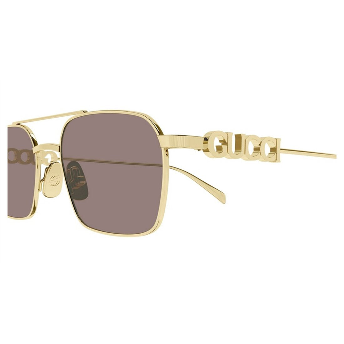 Gucci GG1804S 003 Rectangle Sunglasses 54mm Gold / Brown Solid Lens