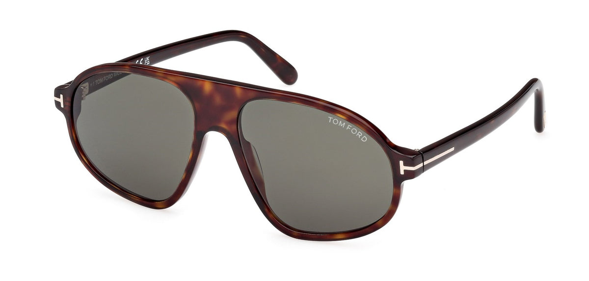 Tom Ford Erol FT1178 52N Pilot Sunglasses 58mm Havana / Green Lens