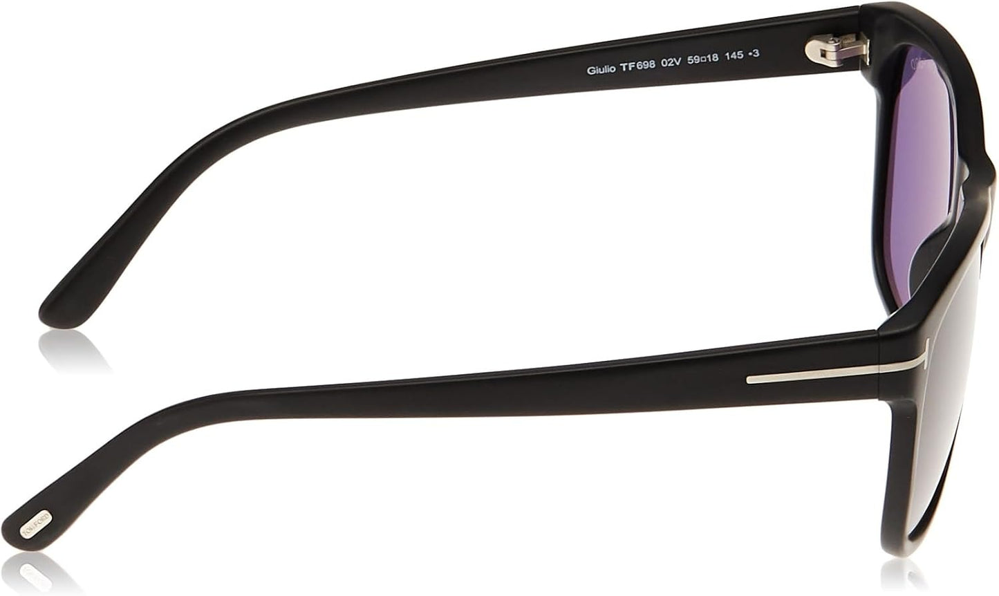 Tom Ford Giulio FT0698 02V Sunglasses 59mm Matte Black / Blue Lens