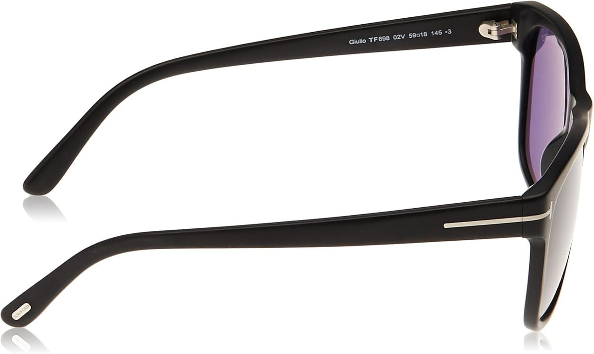 Tom Ford Giulio FT0698 02V Sunglasses 59mm Matte Black / Blue Lens