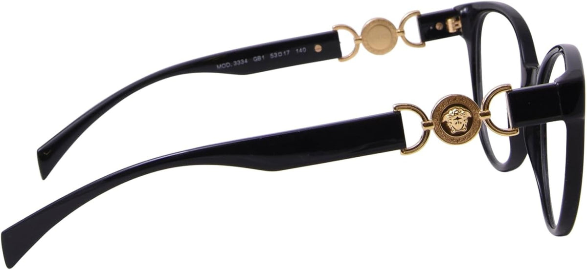 Versace VE3334 GB1 Round Eyeglasses 55mm Black / Clear Demo Lens