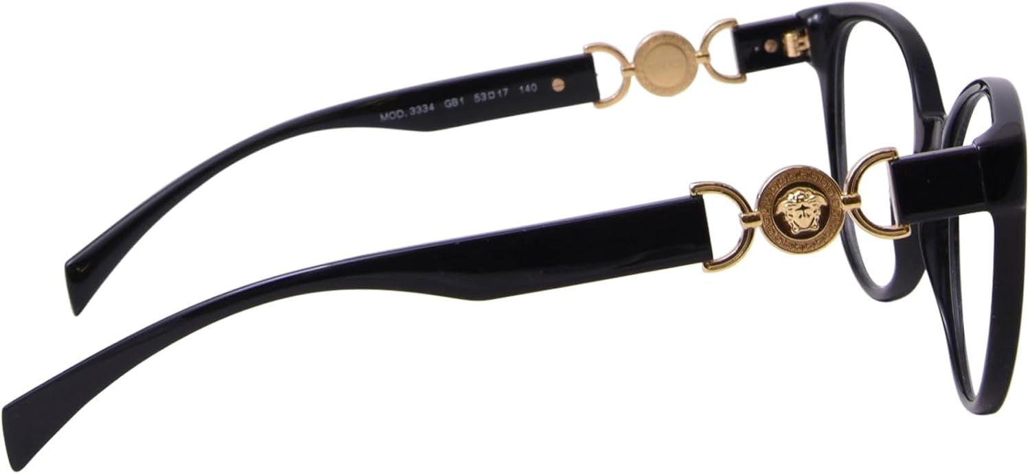 Versace VE3334 GB1 Round Eyeglasses 55mm Black / Clear Demo Lens