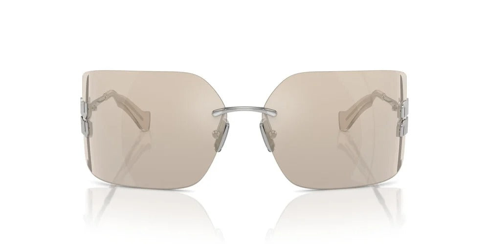 Miu Miu MU54YS 1BC10F Sunglasses Silver / Ivory Mirror Lens