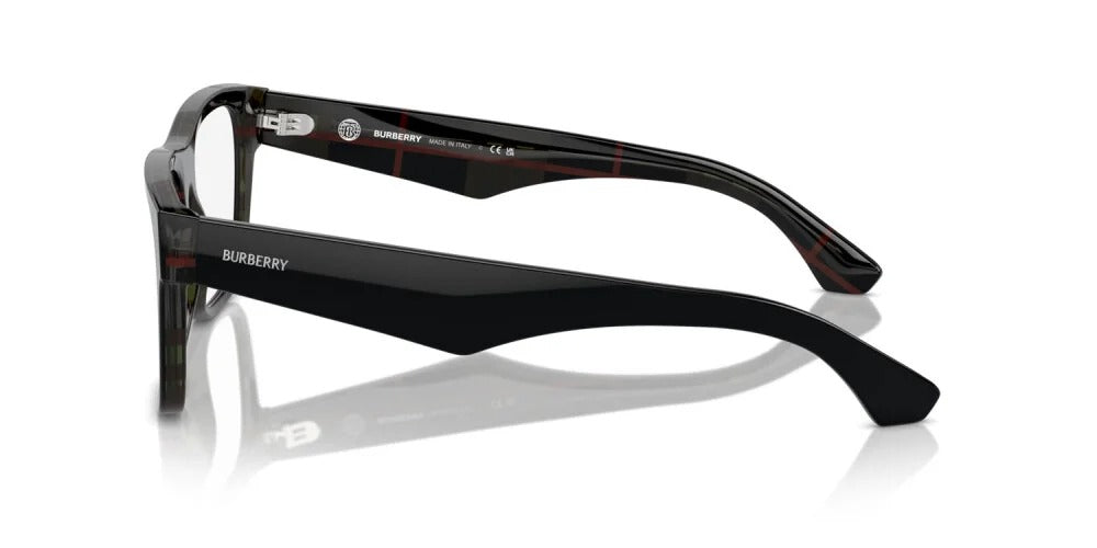 Burberry BE2411 4121 Eyeglasses 53mm Black On Vintage Check / Clear Demo Lens