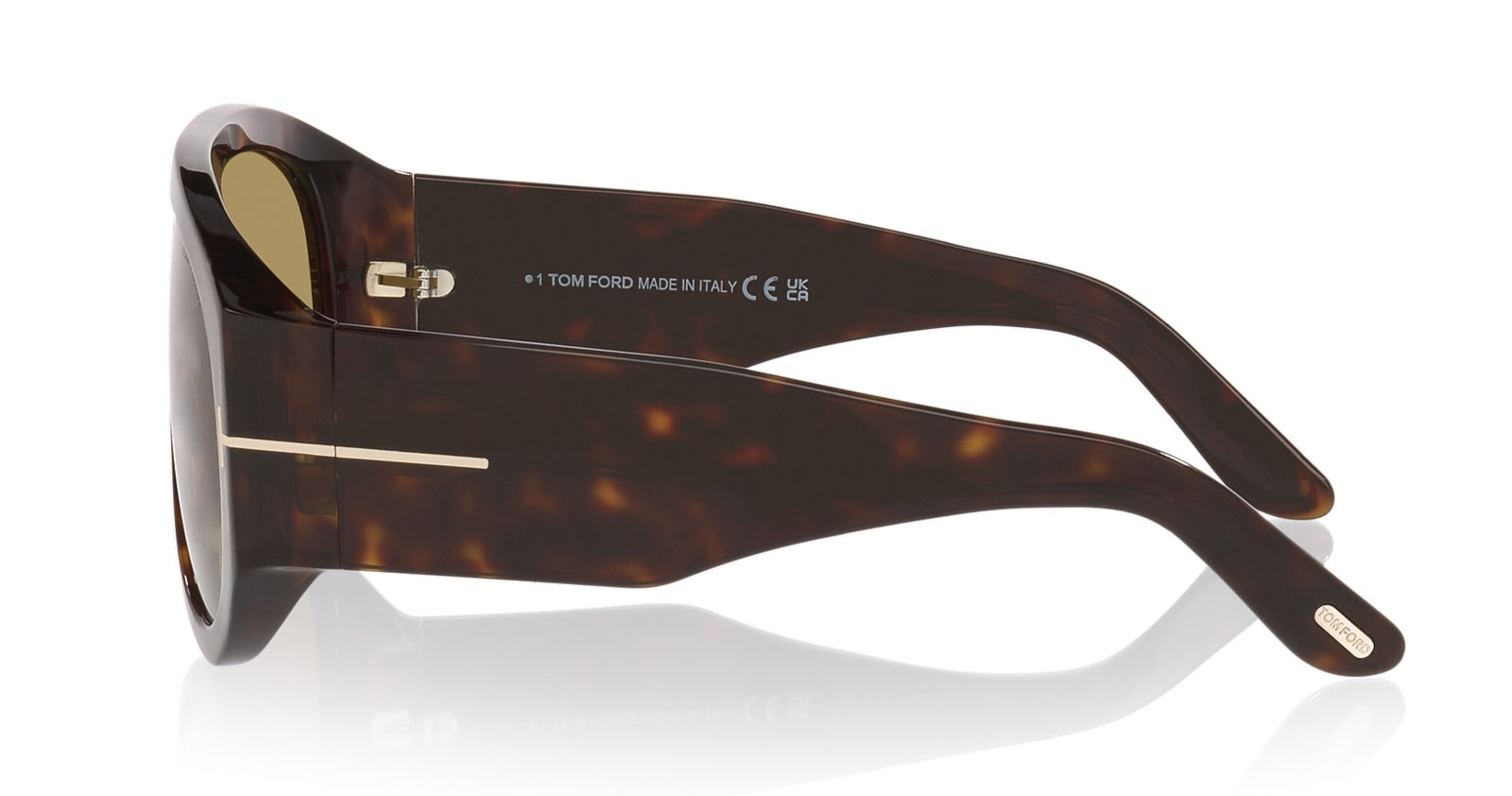 Tom Ford Bronson FT1044 52N Aviator Sunglasses 60mm Dark Havana / Green Lens