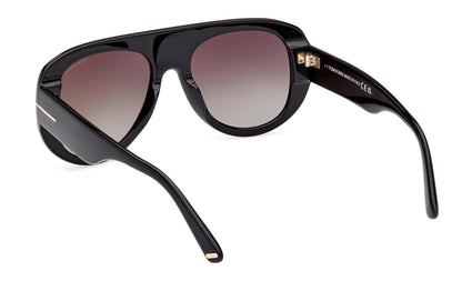 Tom Ford Cecil FT1078S 01G Sunglasses 55mm Black / Brown Mirror Lens