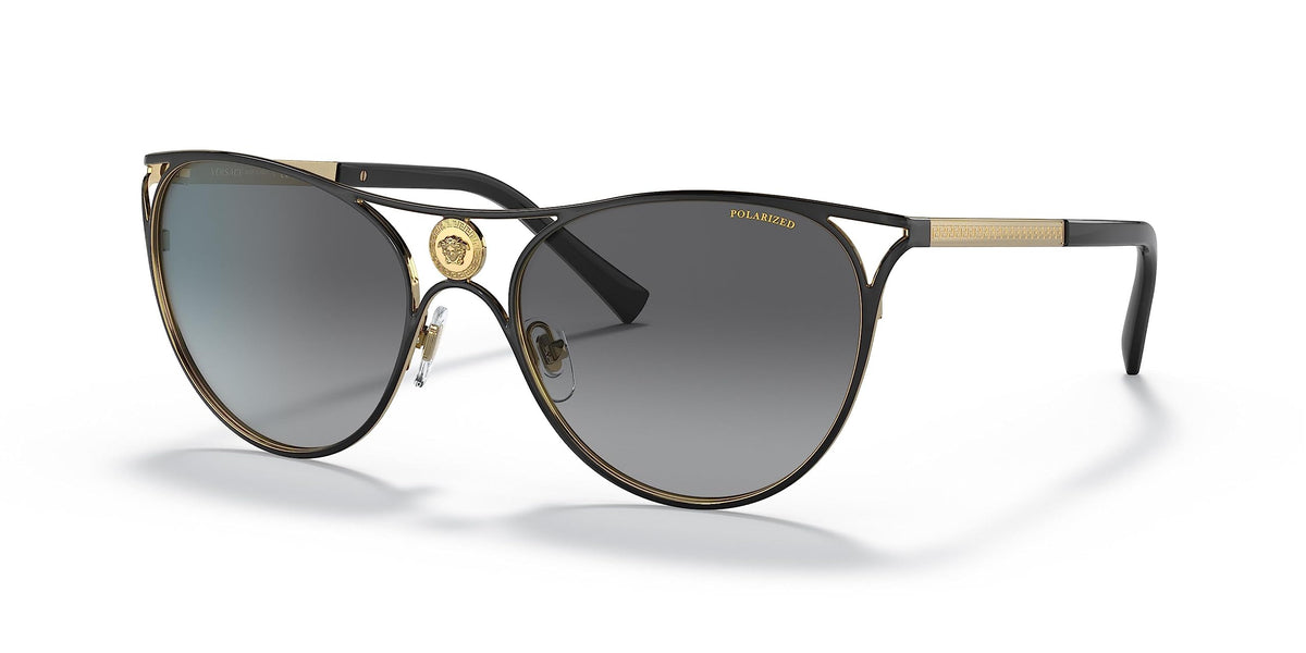 Versace Sunglasses VE2237 1433T3 57mm Black Gold / Dark Grey Polarized Lens