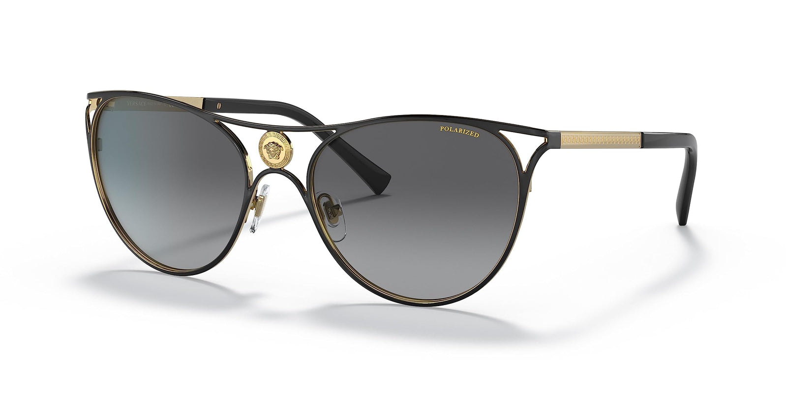Versace Sunglasses VE2237 1433T3 57mm Black Gold / Dark Grey Polarized Lens