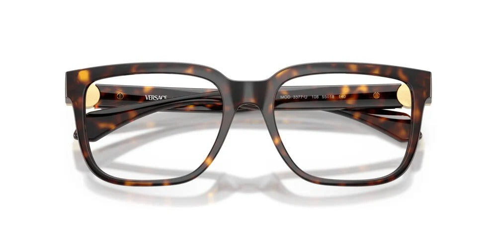 Versace VE3377U 108 Eyeglasses 53mm Havana / Clear Demo Lens