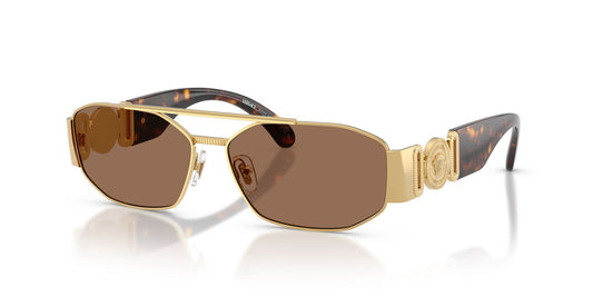 Versace VE2287 100273 Sunglasses 58mm Gold Havana / Dark Brown Lens