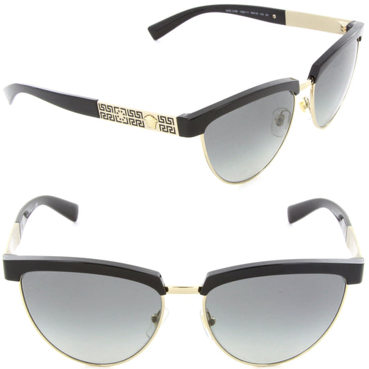 Versace VE 2169 1252/11 Cat Eye Sunglasses Black Pale Gold/Grey Gradient Lens