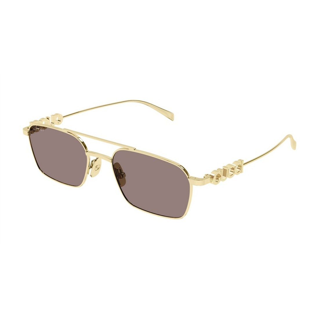 Gucci GG1804S 003 Rectangle Sunglasses 54mm Gold / Brown Solid Lens